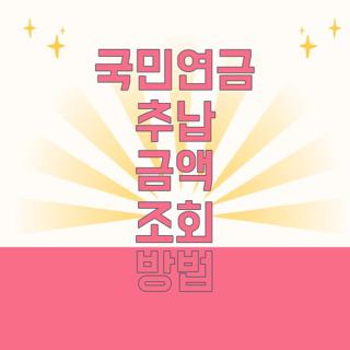국민연금 추납 금액 조회 방법