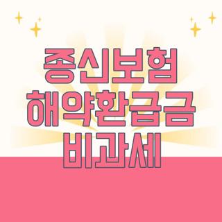 종신보험 해약환급금 비과세